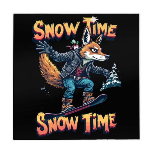 Snow Time Snowboarding Fox Adventure Artwork Mahjong Mats