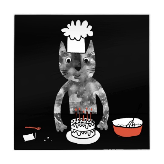 Cat in a Chef Hat Baking a Cake Mahjong Mats