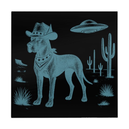 Great Dane Dog Cowboy Vintage UFO Western Country Mahjong Mats
