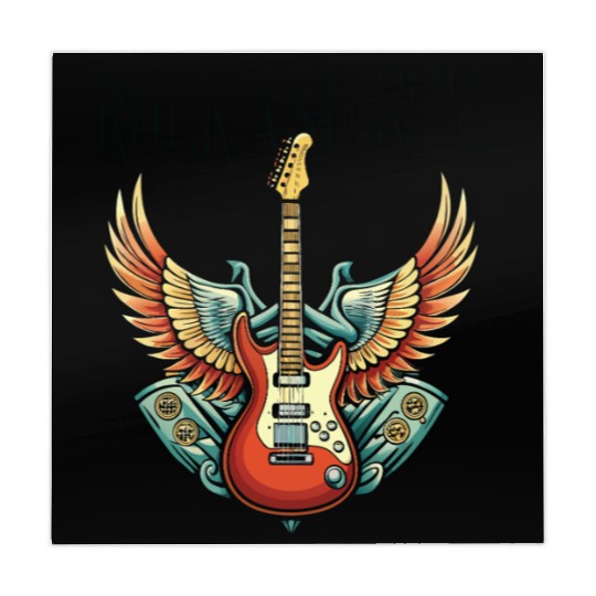 Vintage Retro 80s Rock Roll Music Guitar Wing Mahjong Mats