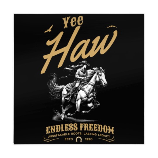 Yee Haw Cowgirl Riding Horse Vintage Western Mahjong Mats