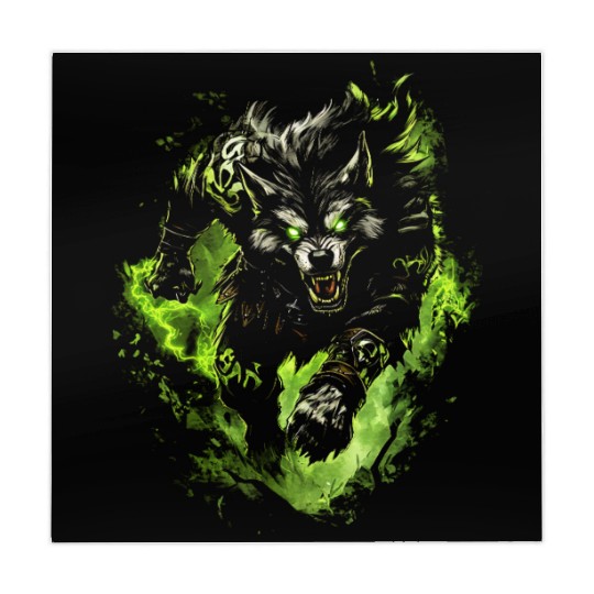 Magic Werewolf With Mystical Green Aura Mahjong Mats