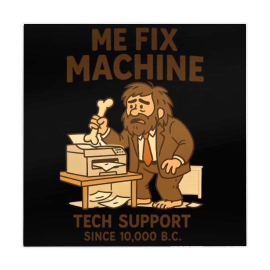 Office Tech Support Caveman Joke Daily Work Humor Mahjong Mats