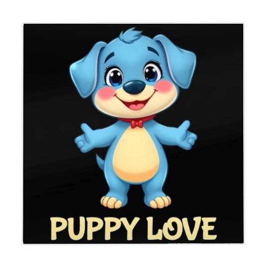 Blue Puppy Love Cartoon - Playful Pet Character Mahjong Mats
