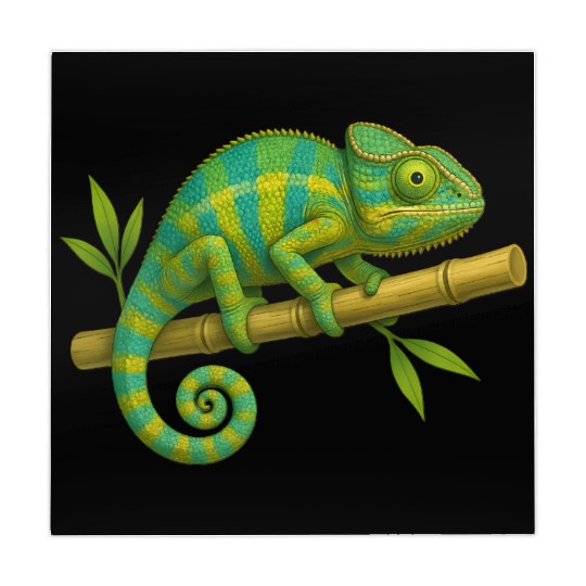 Colorful Chameleon on Bamboo Branch Mahjong Mats