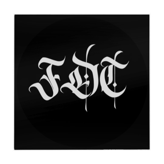 Ornate Gothic Lettering FDT in Light Grey on Black Mahjong Mats