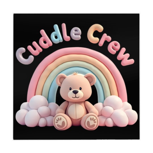 Soft teddy bear sitting under a rainbow Mahjong Mats