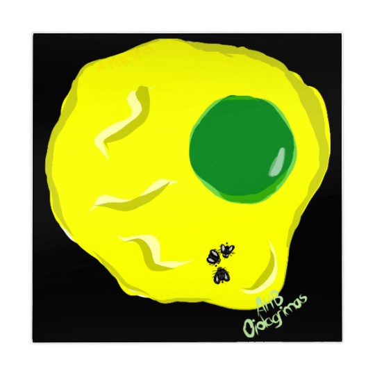 Yellow and green fried egg and flies Mahjong Mats