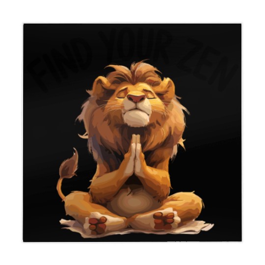Calm Meditative Lion Yoga Pose Illustration for Mahjong Mats