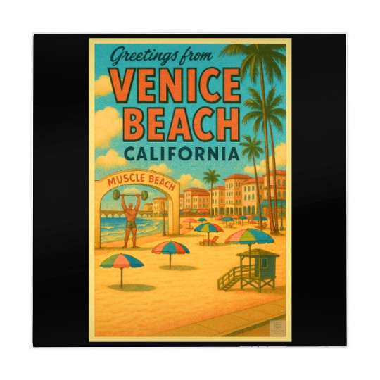 Venice Beach Vintage Postcard Mahjong Mats