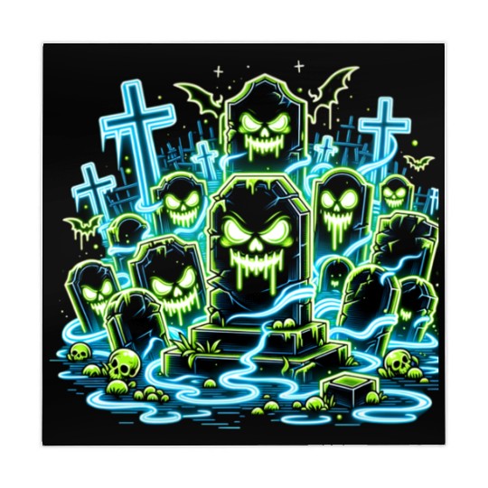 Neon Tomb Uprising – Glowing Graveyard Ghouls Mahjong Mats