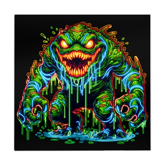 Neon Swamp Beast – Toxic Terror Mahjong Mats