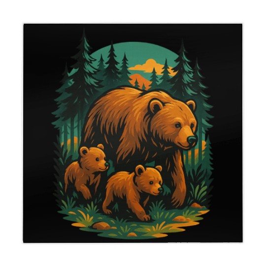 Mama Bear and Cubs Forest Mahjong Mats – Bold Wildlife