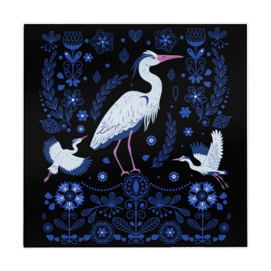 Great Blue Heron Folk Art Mahjong Mats