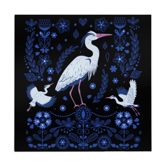 Great Blue Heron Folk Art Mahjong Mats