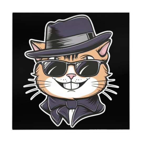 Stylish cartoon cat with a smile and sunglasses Mahjong Mats