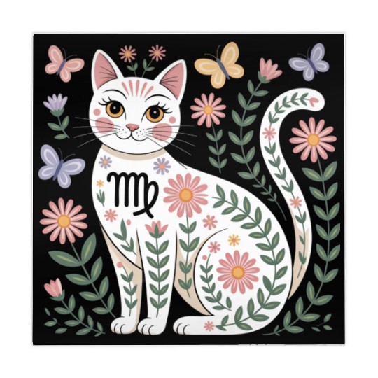 Virgo Zodiac Cat with Daisies Mahjong Mats