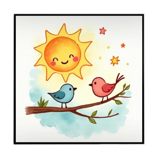 Cheerful Sun and Heart Illustration Mahjong Mats