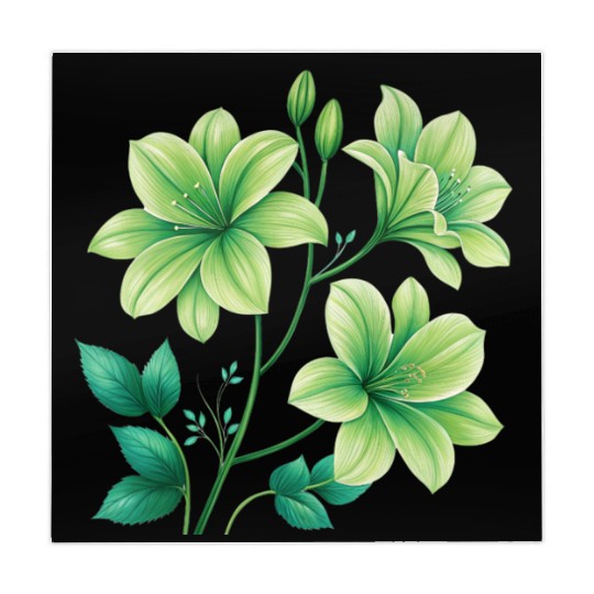 Green Lilies Floral Design Mahjong Mats