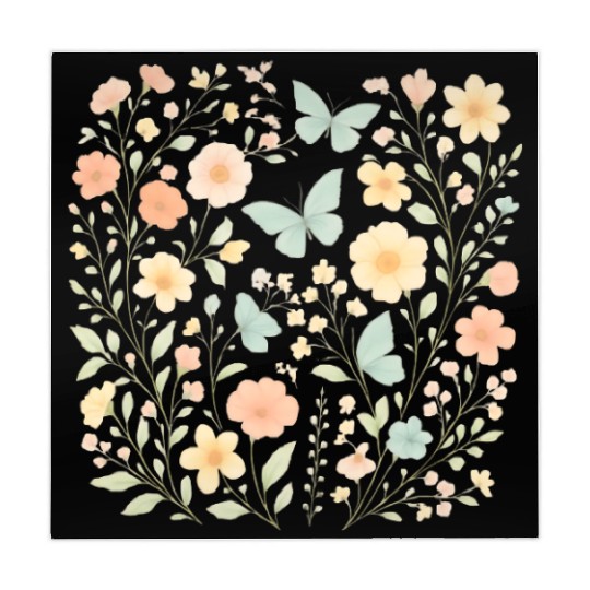 Pastel Floral and Butterfly Nature Scene Mahjong Mats