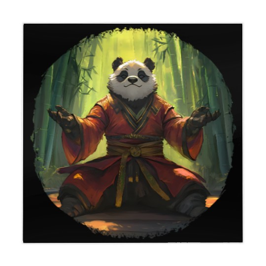 Meditating Panda In Bamboo Forest With Zen Energy Mahjong Mats
