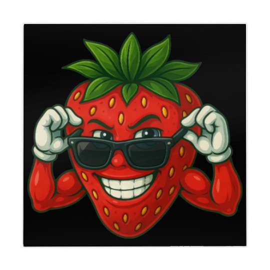 Cool strawberry with sunglasses in summer Mahjong Mats