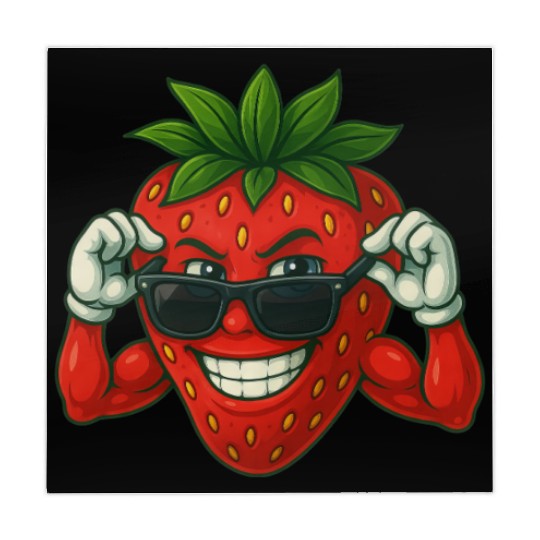 Cool strawberry with sunglasses in summer Mahjong Mats