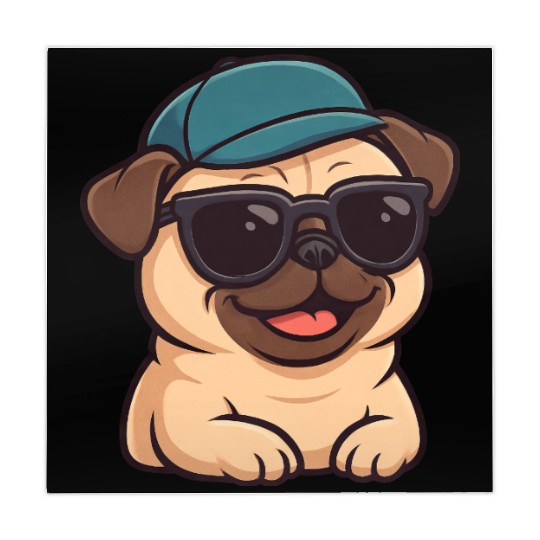 Cool pug with sunglasses summer joy cartoon Mahjong Mats