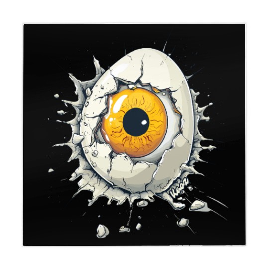 Creepy Orange Eye Hatching from Egg Mahjong Mats