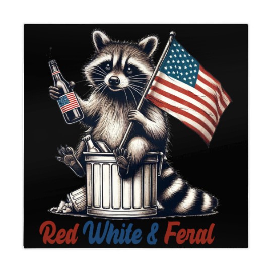 Red White and Feral Raccoon 4th July Mahjong Mats