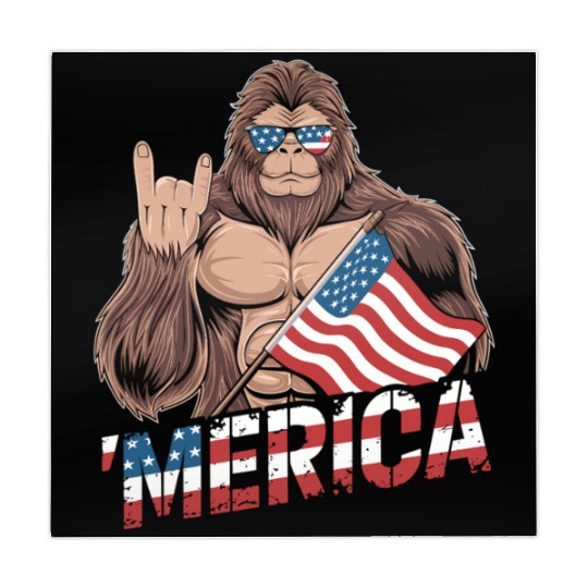 Patriotic Bigfoot with US Flag Mahjong Mats