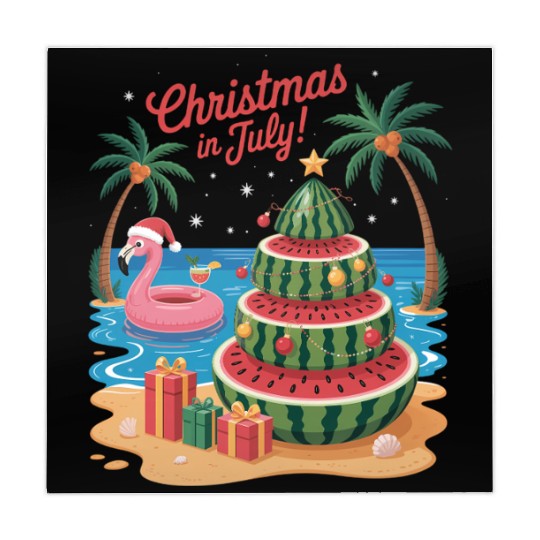 Christmas In July Watermelon Xmas Tree Santa Mahjong Mats