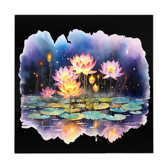 Retro Zen Lotus Firefly Night Mahjong Mats