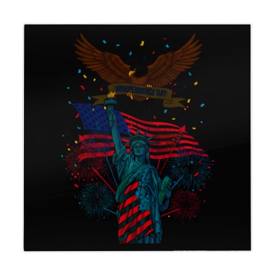 US flag with eagle and statue of liberty Mahjong Mats