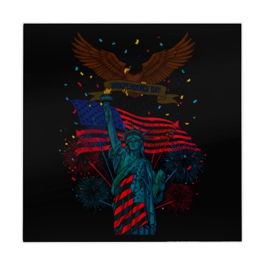 US flag with eagle and statue of liberty Mahjong Mats