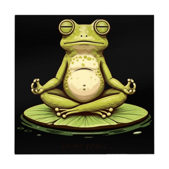 Funny Zen Frog Meditating on Lily Pad – Yoga Mahjong Mats