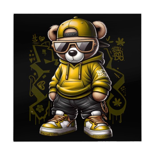 Yellow Street Wear Teddy Bear Mahjong Mats