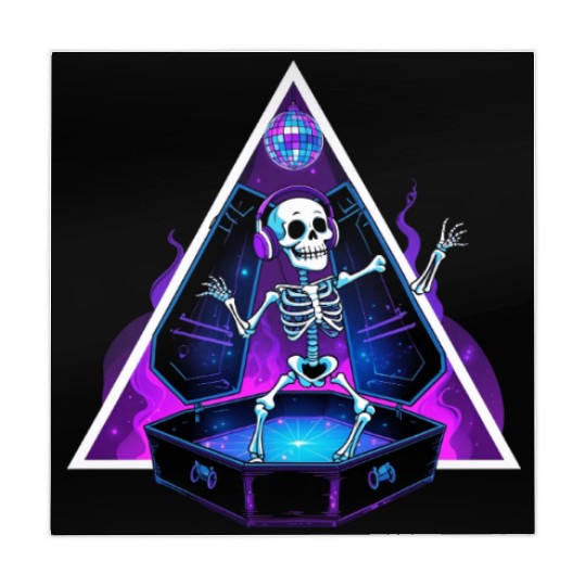 Neon Dancing Skeleton in Coffin Mahjong Mats