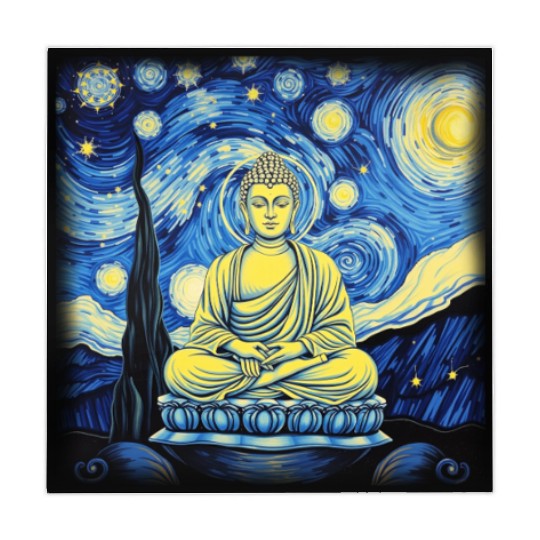 Starry Night Buddha Zen Art Inspired by Van Gogh Mahjong Mats