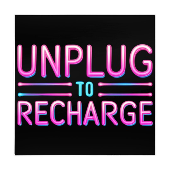 Unplug to Recharge – Neon Light Tech Detox Quote Mahjong Mats