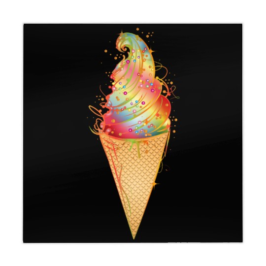 Artfully decorated ice cream in a waffle cone Mahjong Mats