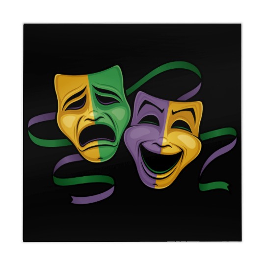 Festive Mardi Gras Party Happy & Sad Theater Masks Mahjong Mats