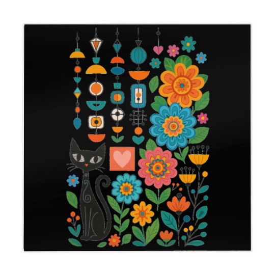 Midnight Cats Blooming Charms Mahjong Mats