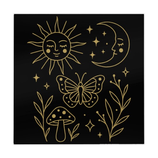 Celestial Magic Moon and Sun Doodle Mahjong Mats