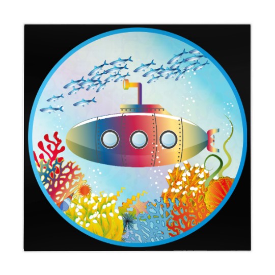 Colorful Submarine in a Tropical Coral Reef Mahjong Mats