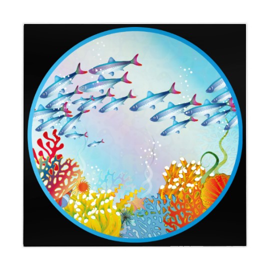 School of colorful fish in a coral reef Mahjong Mats
