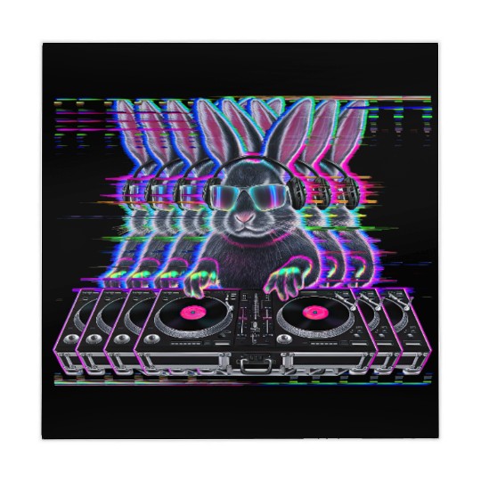 Cyberpunk Neon Beat DJ Rabbit Mahjong Mats
