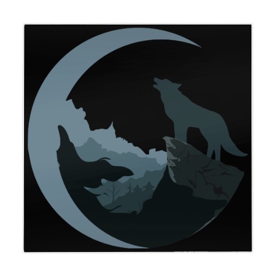 Wolf Moon Silhouette Mahjong Mats