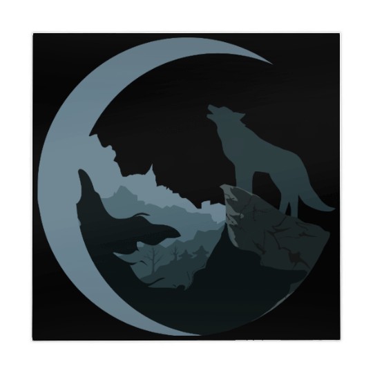 Wolf Moon Silhouette Mahjong Mats