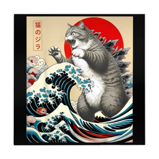 Catzilla Cat Japanese Art Funny Cat Mahjong Mats